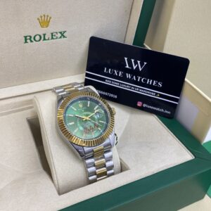 ROLEX SKY DEWLLER DUAL TONE GREEN
