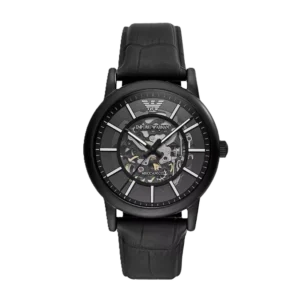 Armani Black Leather Automatic Watch