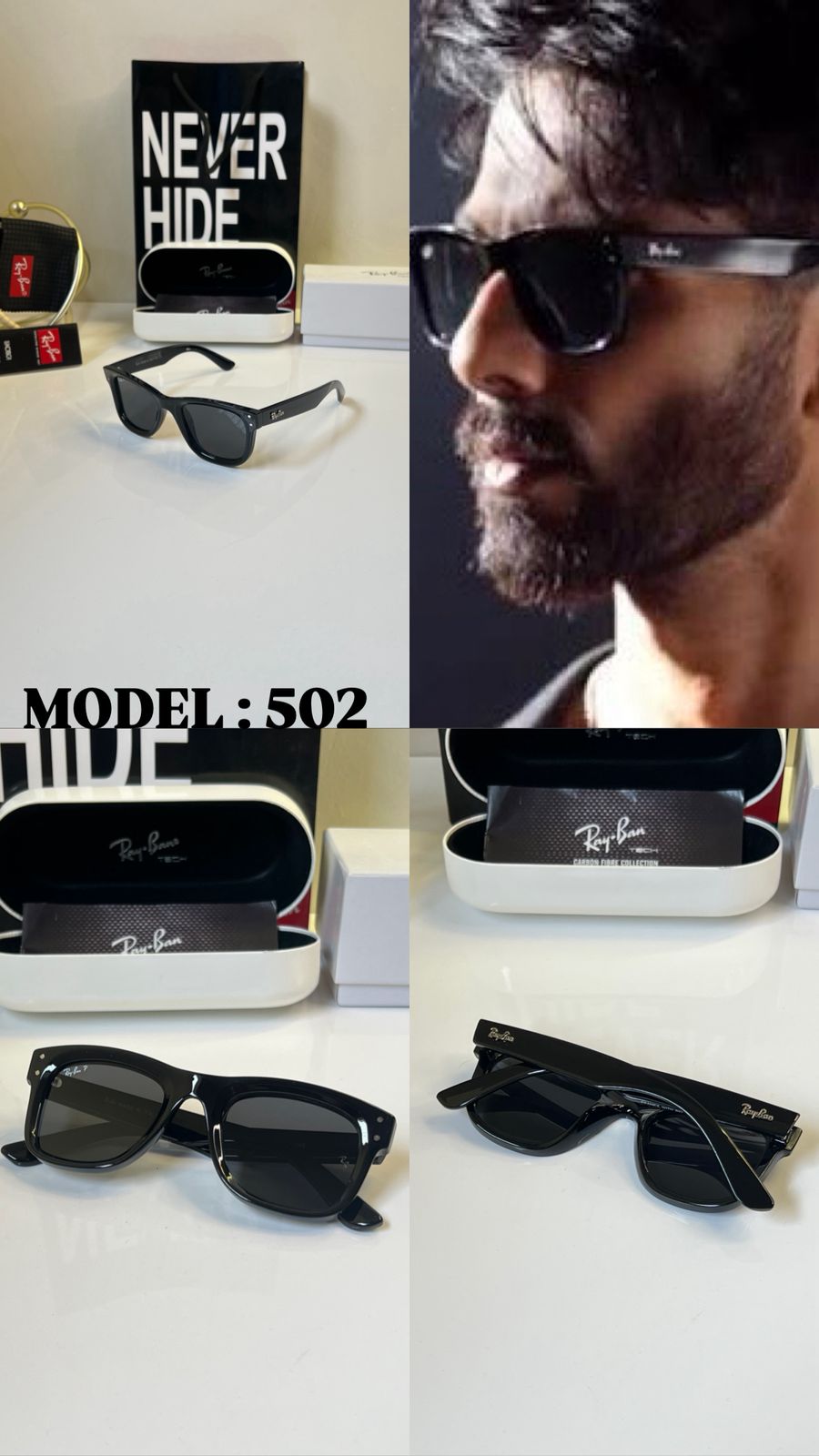 Rayban 501 Glossy Black Wayferar Reverse With Og packing - Image 2