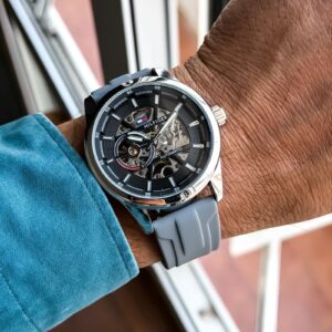 😎TOMMY HILLFIGER AUTOMATIC WITH BLACK OPEN HEART SKELETON DIAL