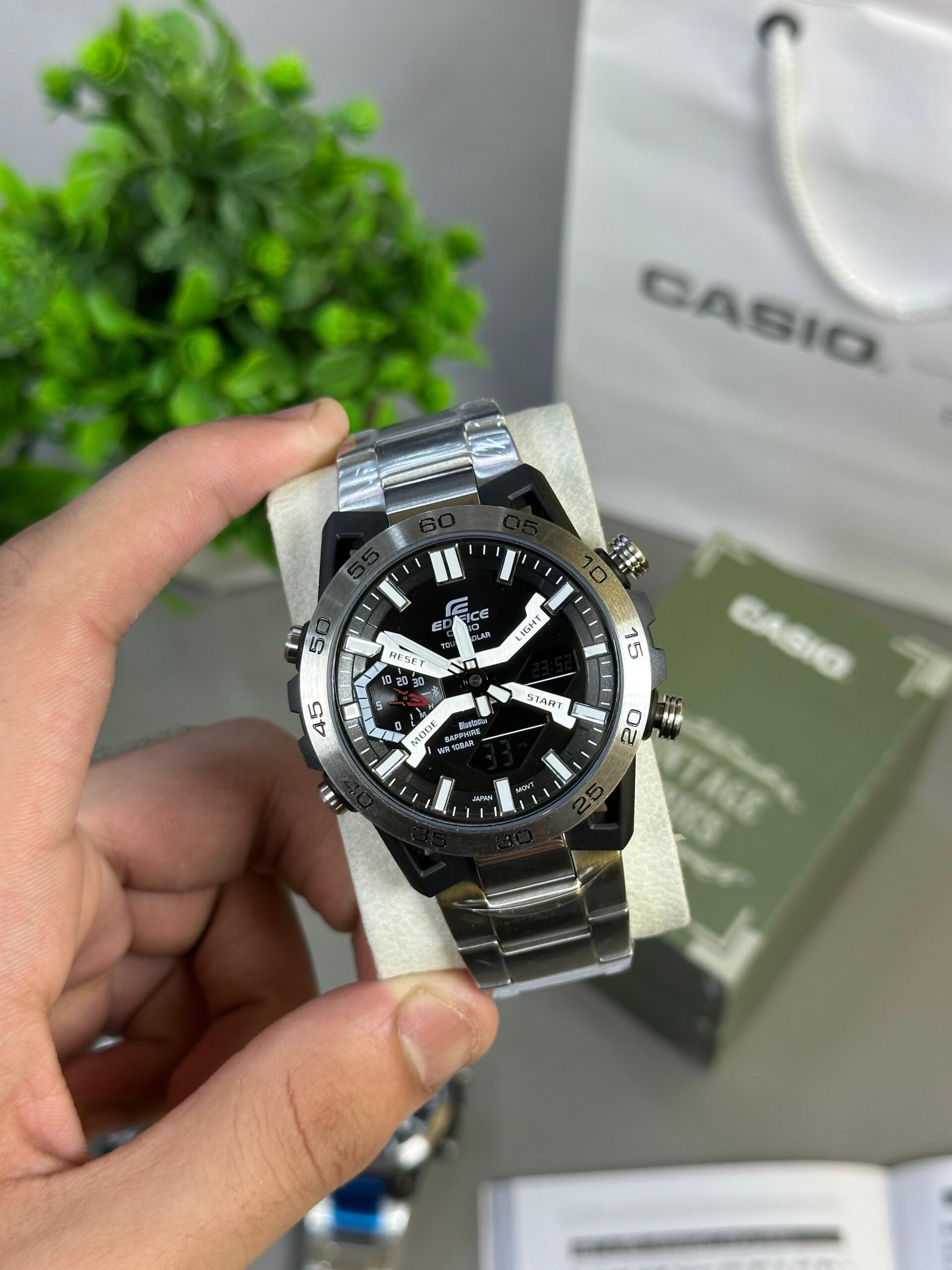 Edifice ECB-2000D-1ADF Black Ana-Digi Dial Silver Stainless Steel Band Men's Watch ED564